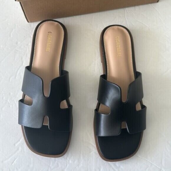 CUSHIONAIRE Voyage slide sandal Memory Foam Black Shoes Sz. 8M - Picture 3 of 11